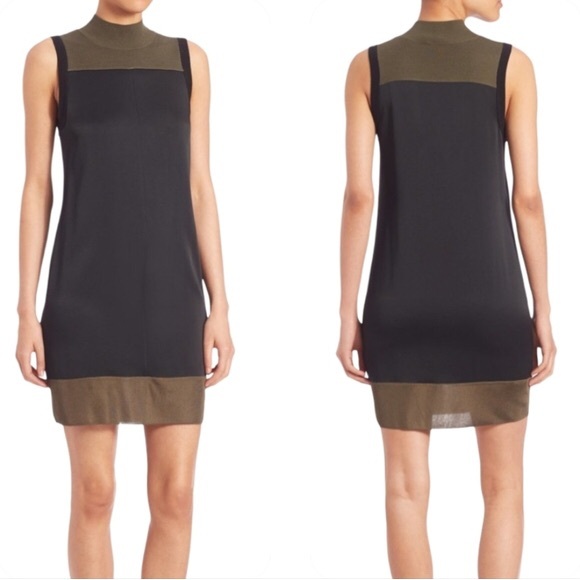 rag & bone Dresses & Skirts - Rag & Bone Vivienne Colorblock Shift Dress Olive Black Sleeveless Size S